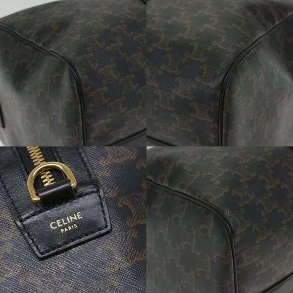 CELINE Triomphe Canvas Boston Bag PVC Leather 2way Black Auth hk880V - Picture 16 of 16